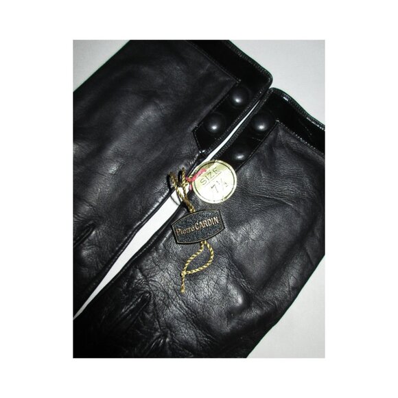 Vintage 70's Creation Pierre Cardin Made by Aris Black Leather Gloves NWT 7 1/2 - Picture 6 of 9